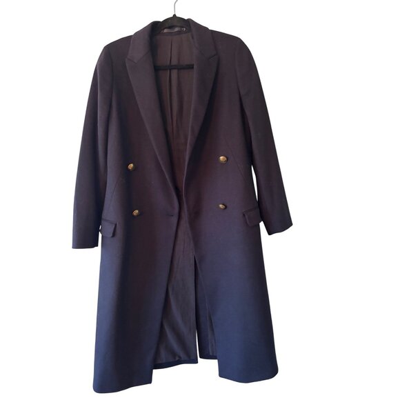 AllSaints Womens Baye Wool Blend Double-Breasted Coat Gold Buttons US 4 UK 8 - Picture 12 of 15